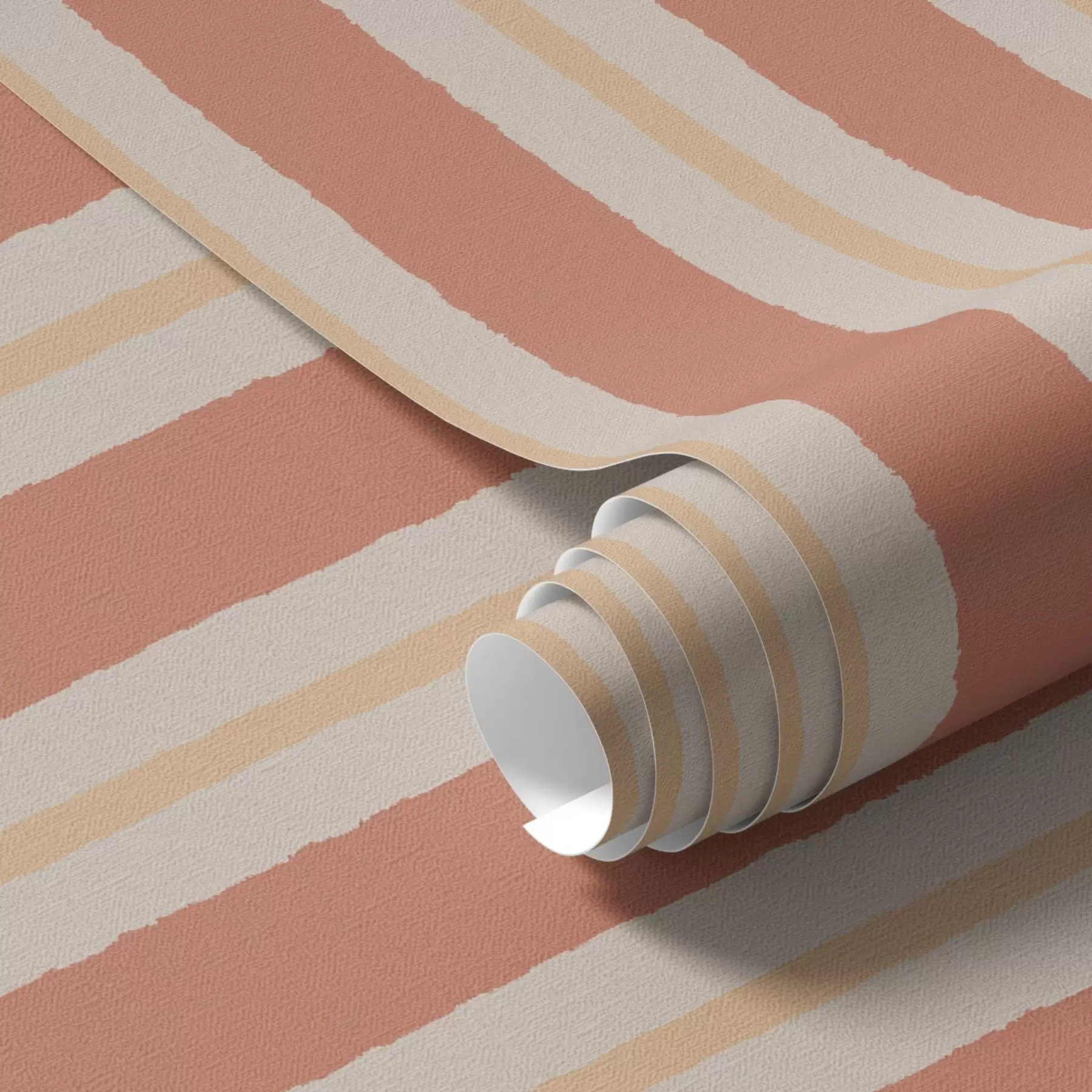 Fotobehang Heldere terracotta strepen met beige accenten a00515