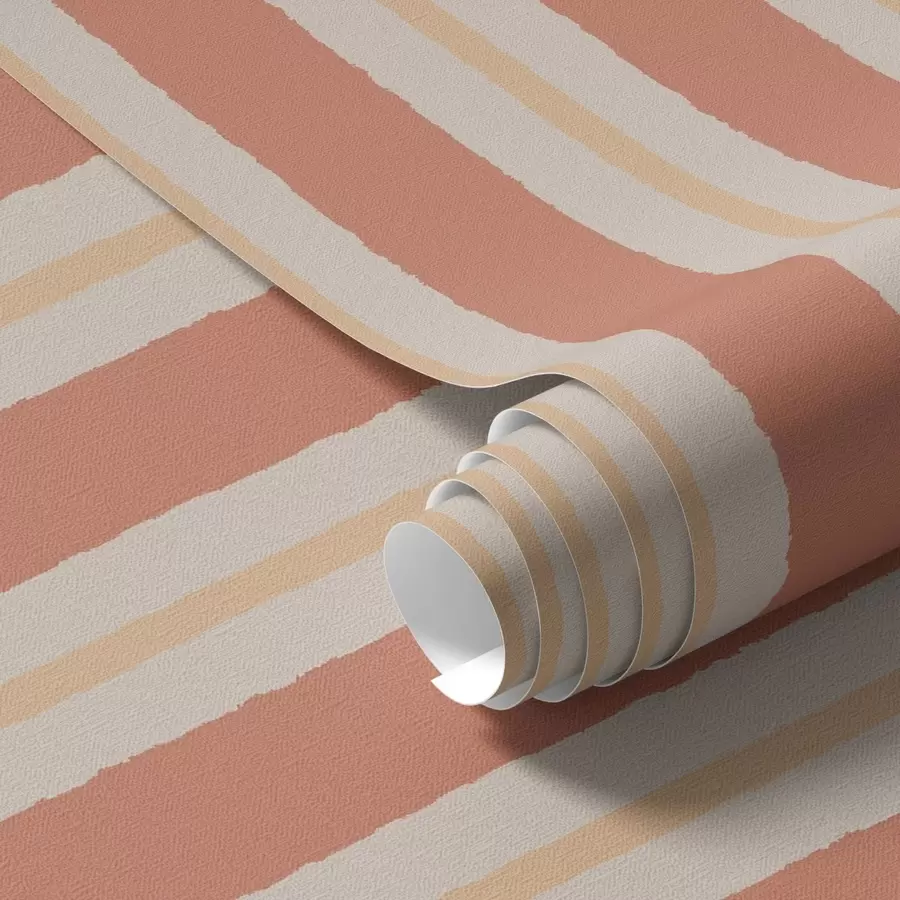 Papier peint photo Rayures terracotta brillantes avec accents beiges a00515