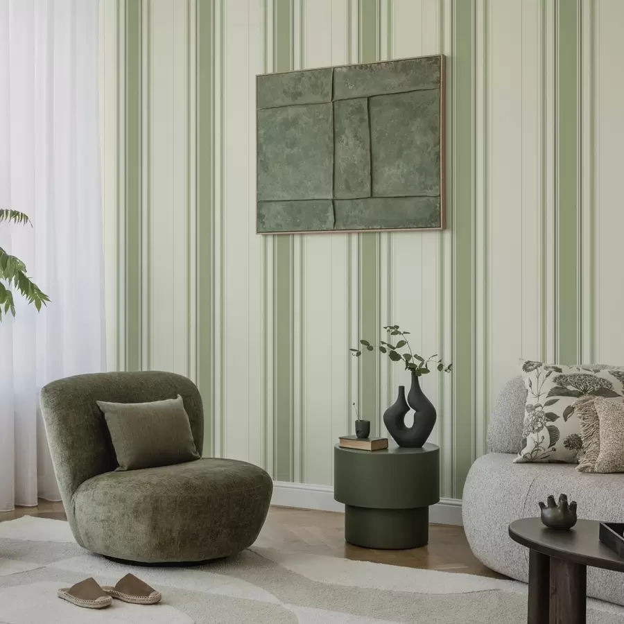 Papier peint photo Fond crème avec une large bande centrale verte a00519