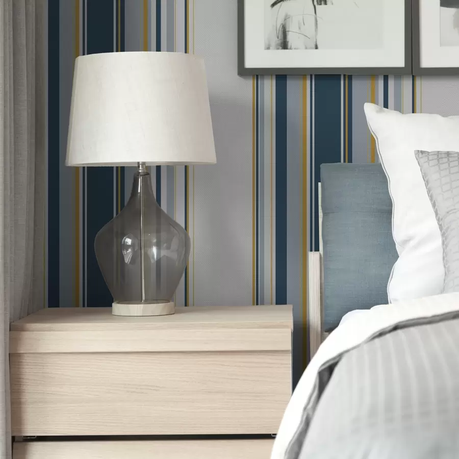 Papier peint photo Motif dense de rayures verticales bleues et jaunes a00524