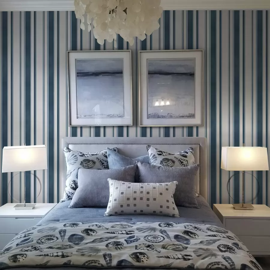 Papier peint photo Combinaison de rayures turquoises sur fond blanc avec rythme a00527