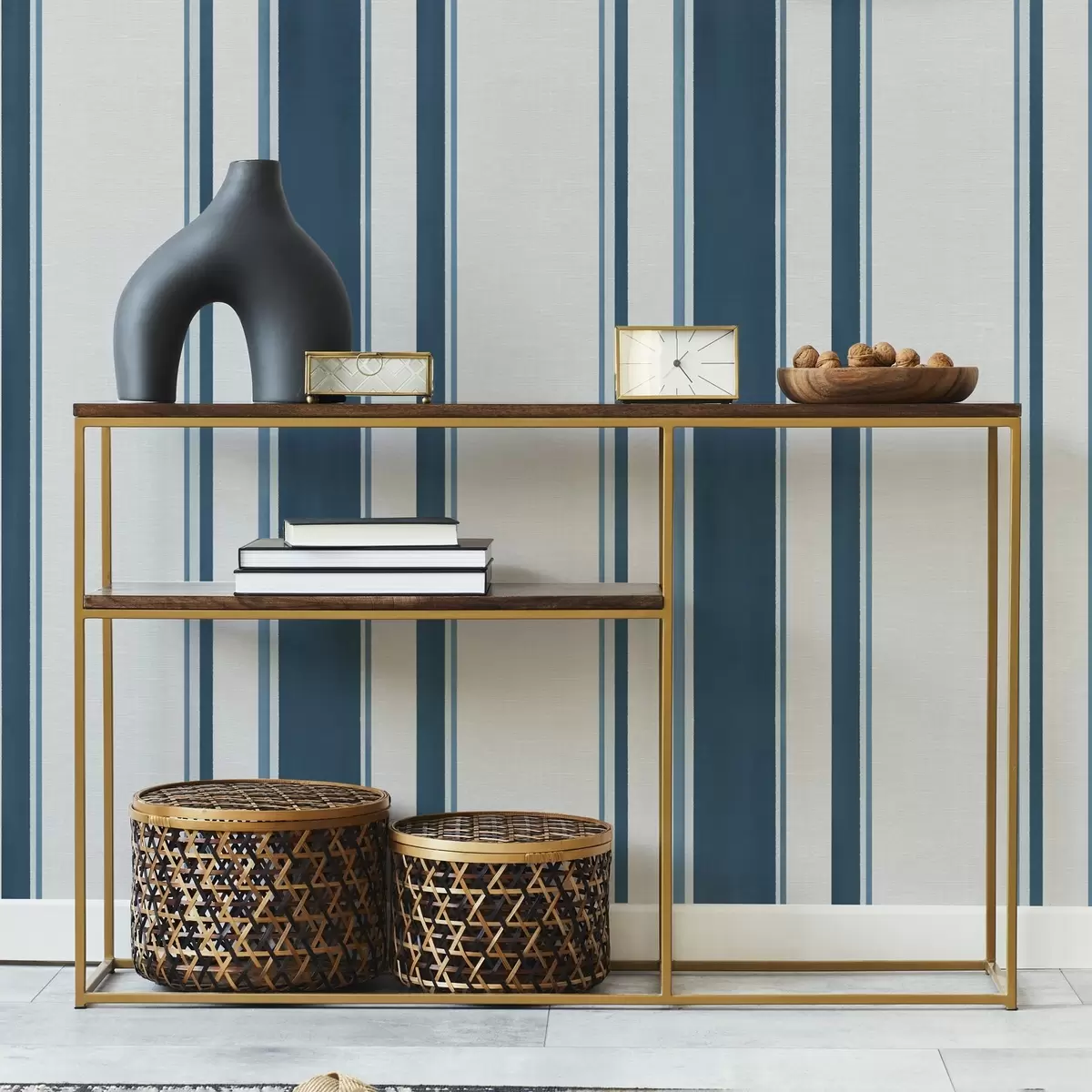 Papier peint Rayures verticales bleues et turquoises sur fond clair a00528