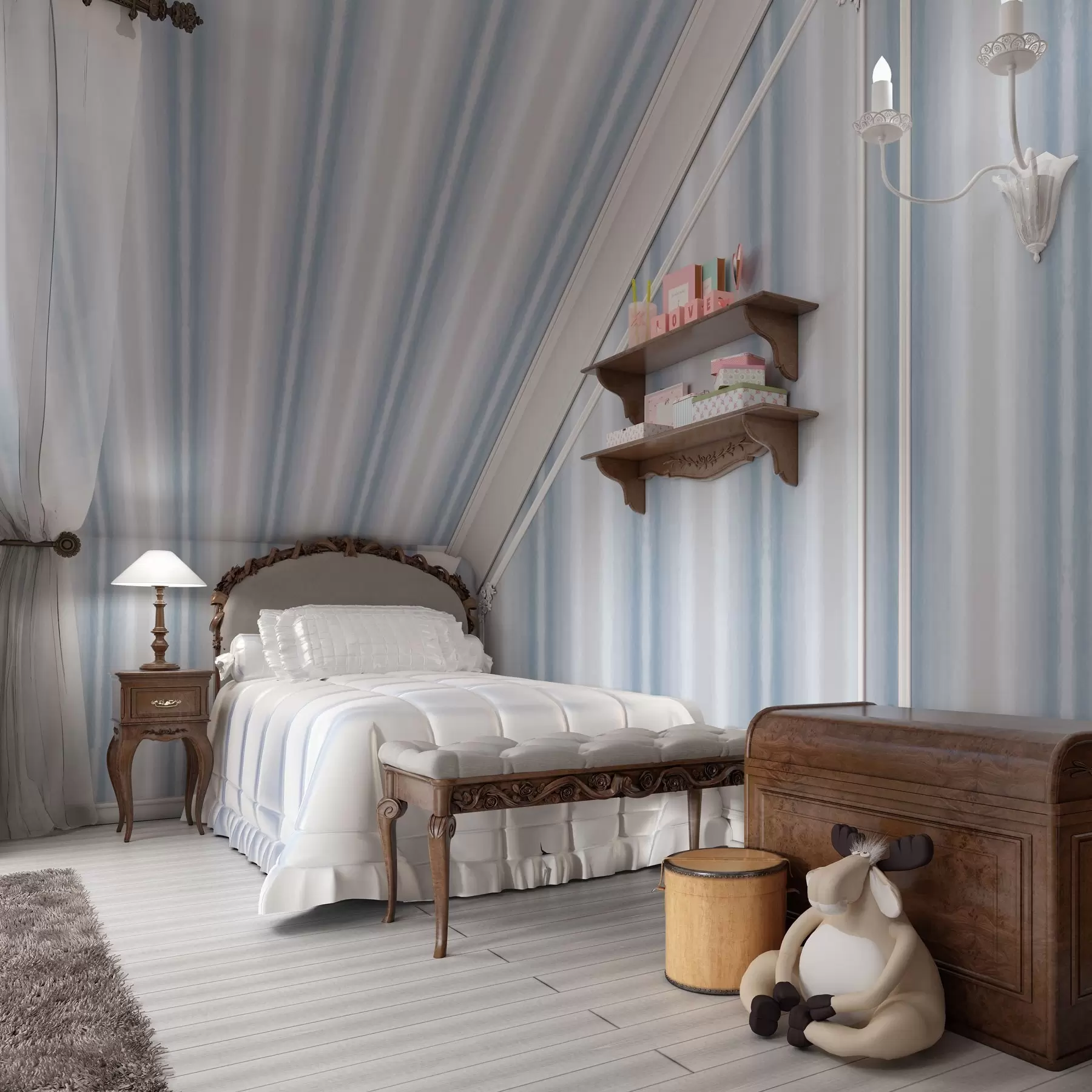 Papier peint photo Larges rayures dans des tons bleu-gris froids a00551