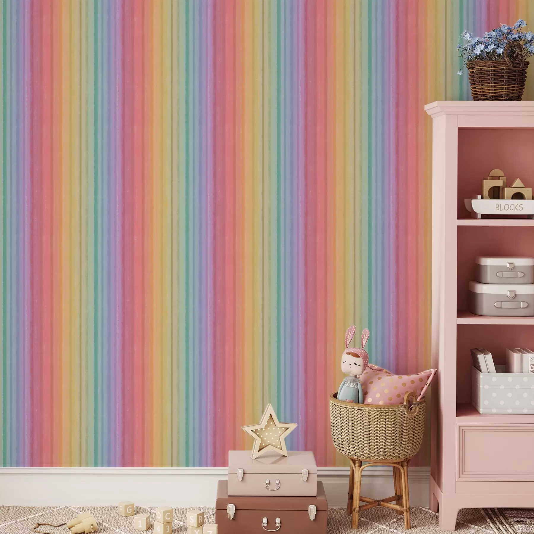 Fotobehang Regenboogstrepen met expressieve kleuraccenten a00553