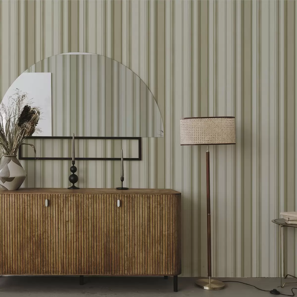 Papier peint Fond crème avec bandes verticales gris-beige a00564