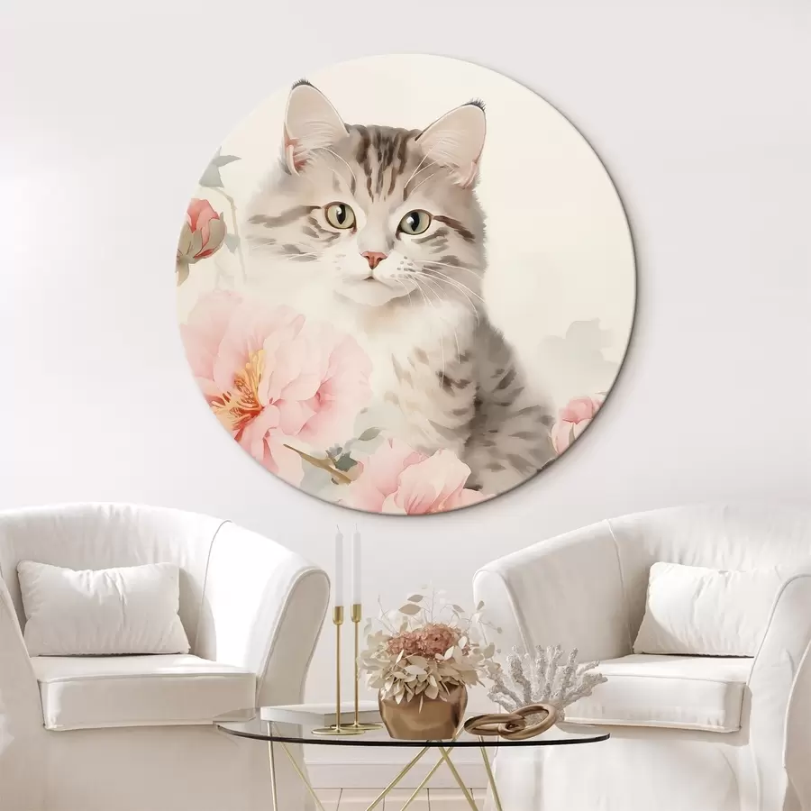  Peintures Chat parmi les fleurs r45674