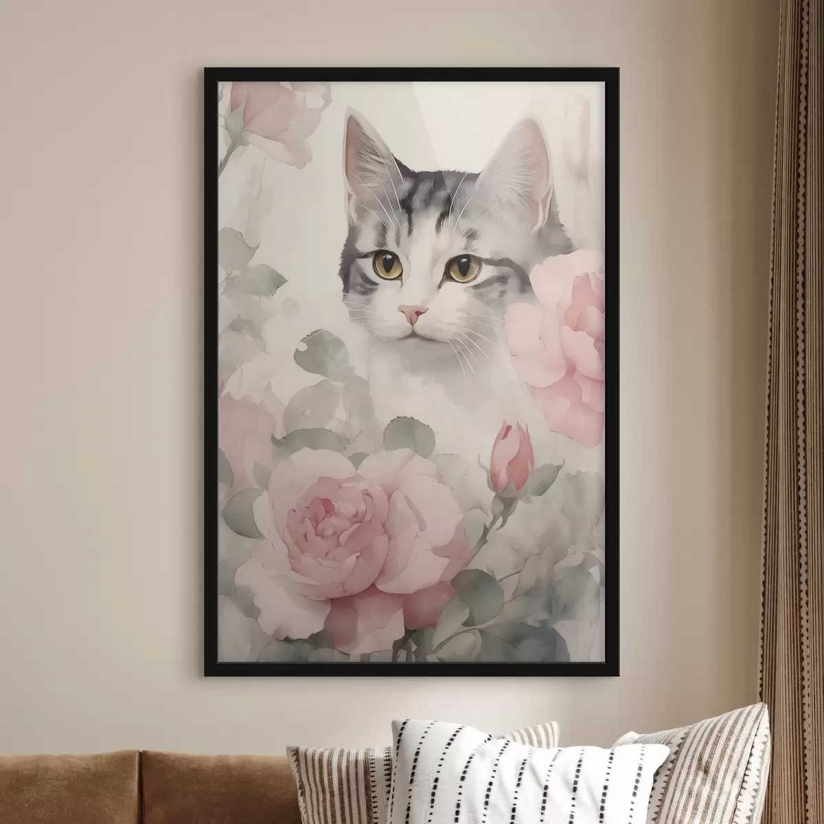 Affiche Chat parmi les roses f45673