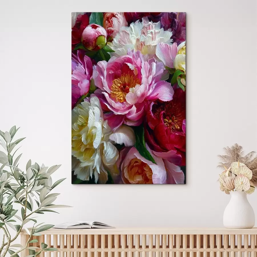  Peintures Pivoines luxuriantes en technique d'empâtement s45595