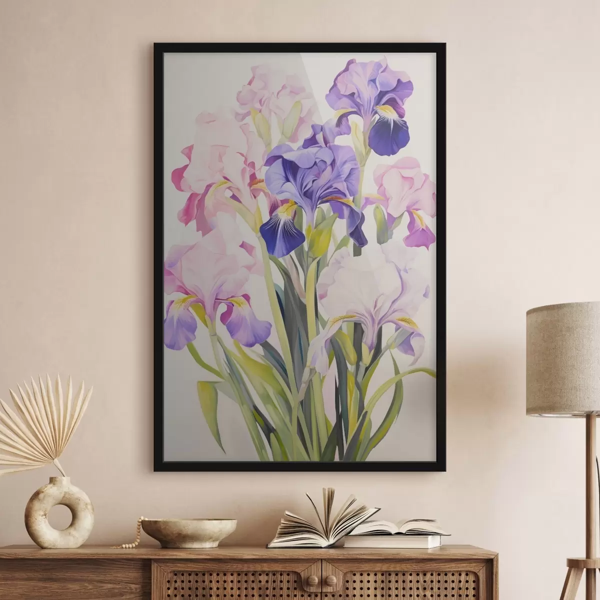 Affiche Bouquet d'iris dans les tons lilas f45597