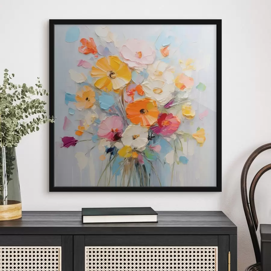 Papier peint photo Motif floral : bouquet abstrait dans des tons pastel f45599
