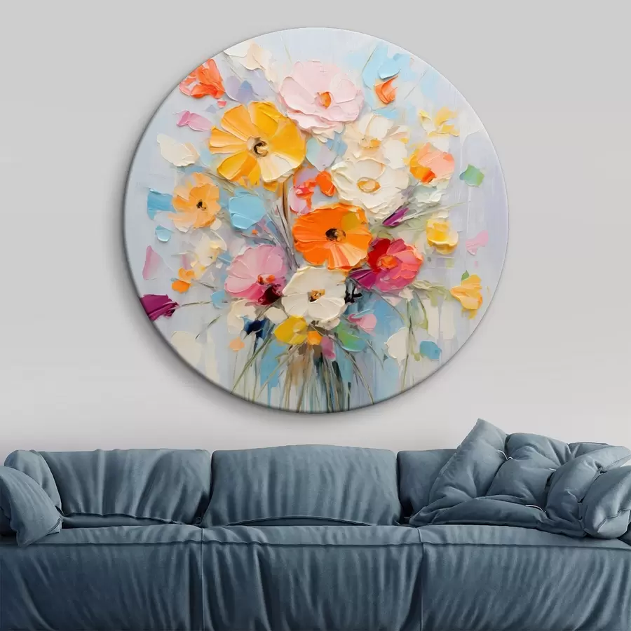  Schilderijen Bloemmotief: abstract boeket in pasteltinten r45599