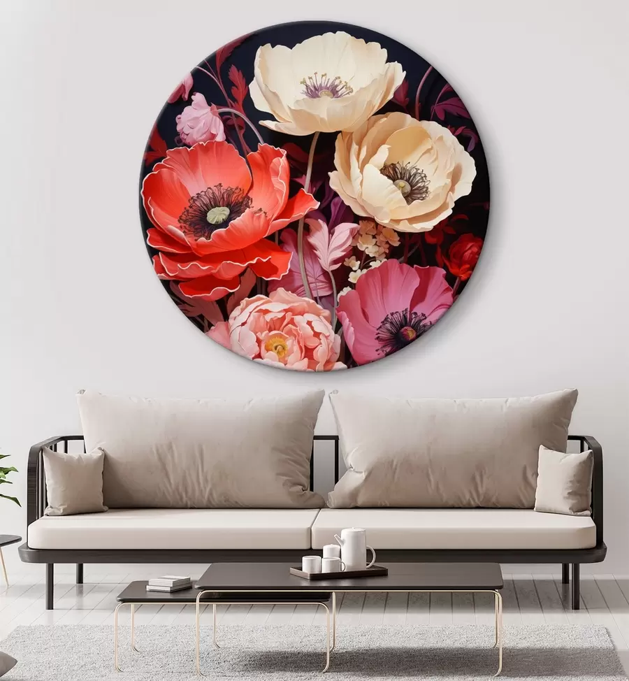  Peintures Bouquet de coquelicots dans les tons roses et rouges r45600