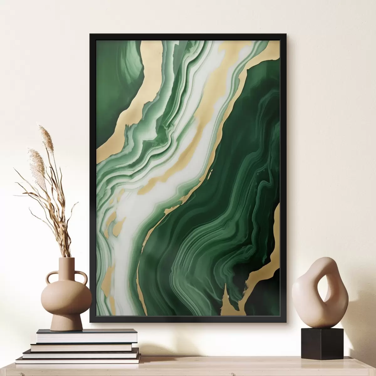 Poster Groen-wit-geel marmeren texturen f45695