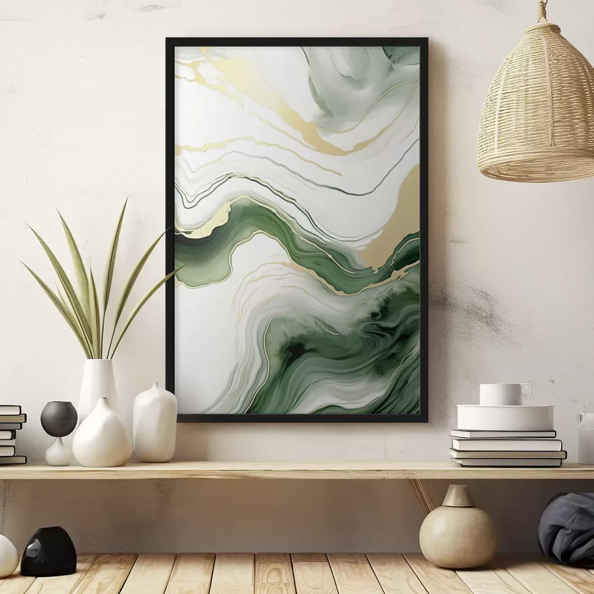 Affiche Motifs de marbre vert clair et orange f45696