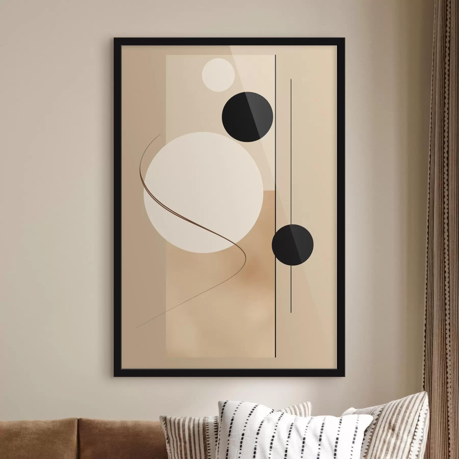 Papier peint photo Cercles abstraits minimalistes sur fond beige f45699