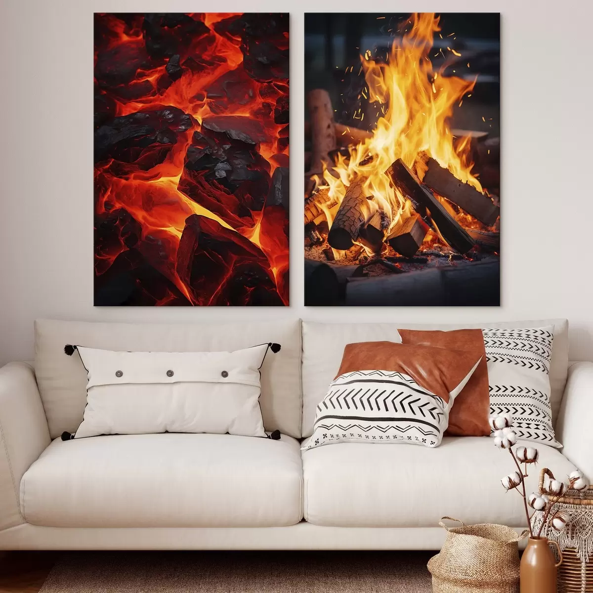  Peintures Charbons ardents et flammes dans l'obscurité m00696