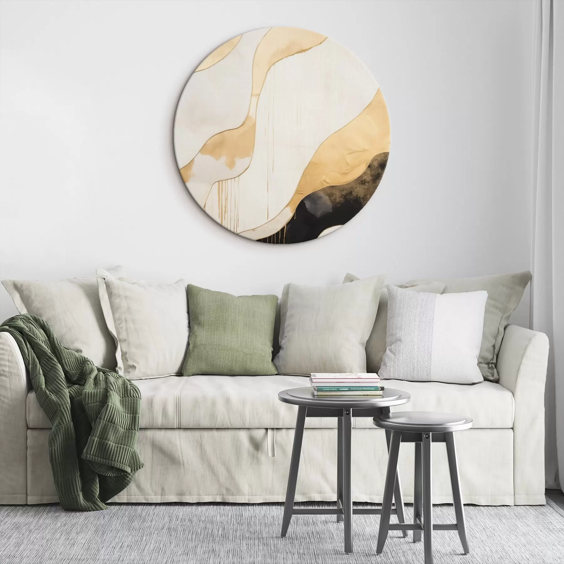  Schilderijen Abstracte oranje en zwarte golvende lijnen r45694