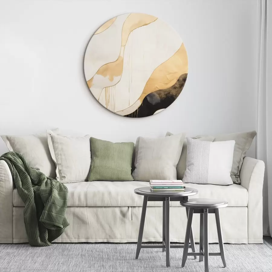  Schilderijen Abstracte oranje en zwarte golvende lijnen r45694