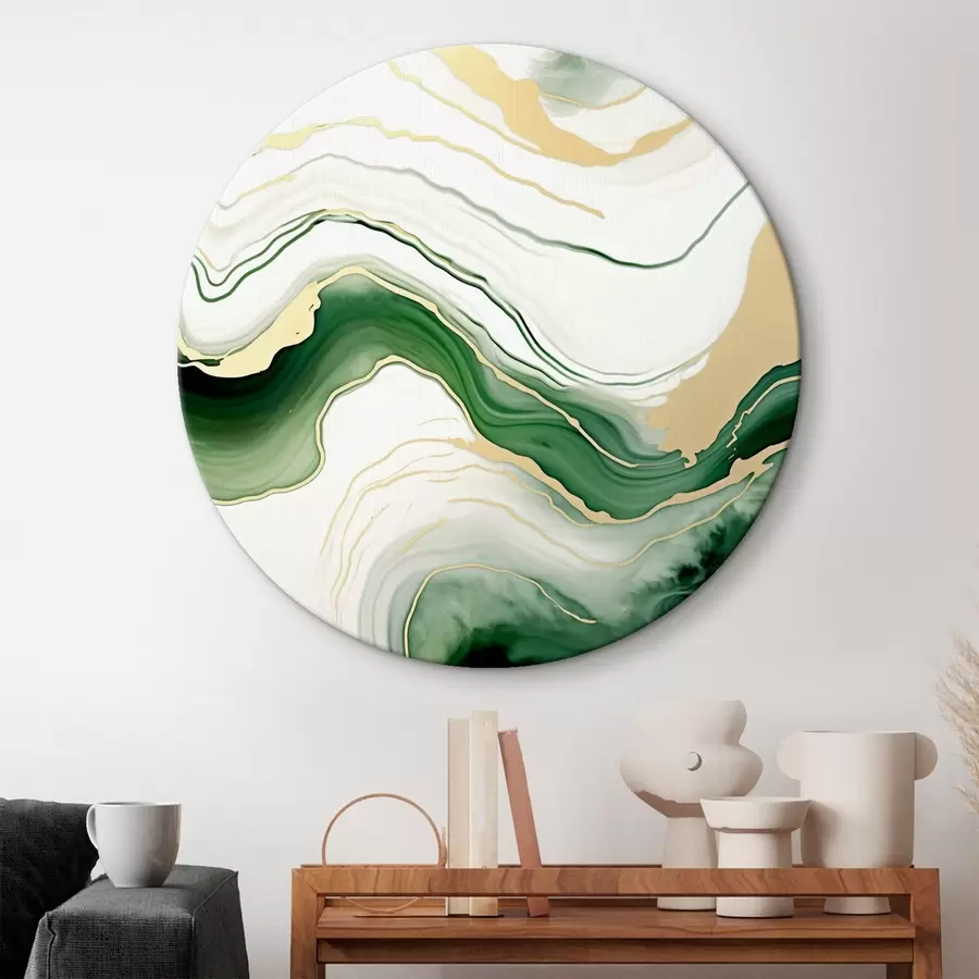  Schilderijen Lichtgroene en oranje marmerpatronen r45696