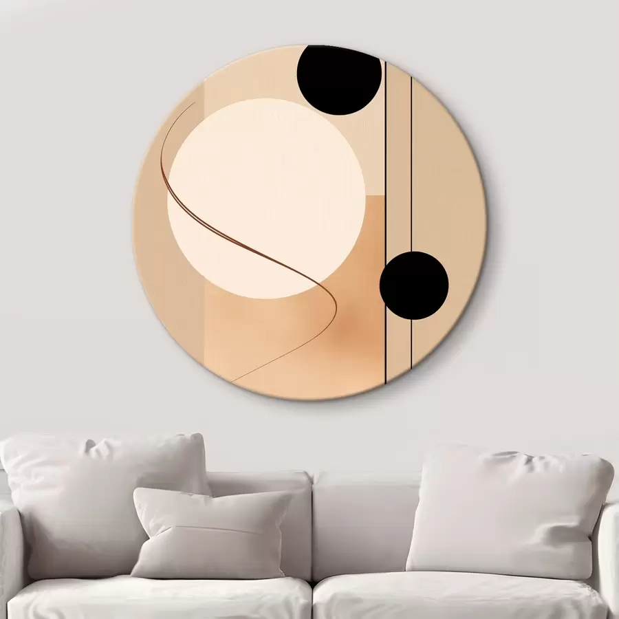  Schilderijen Minimalistische abstracte cirkels op een beige achtergrond r45699