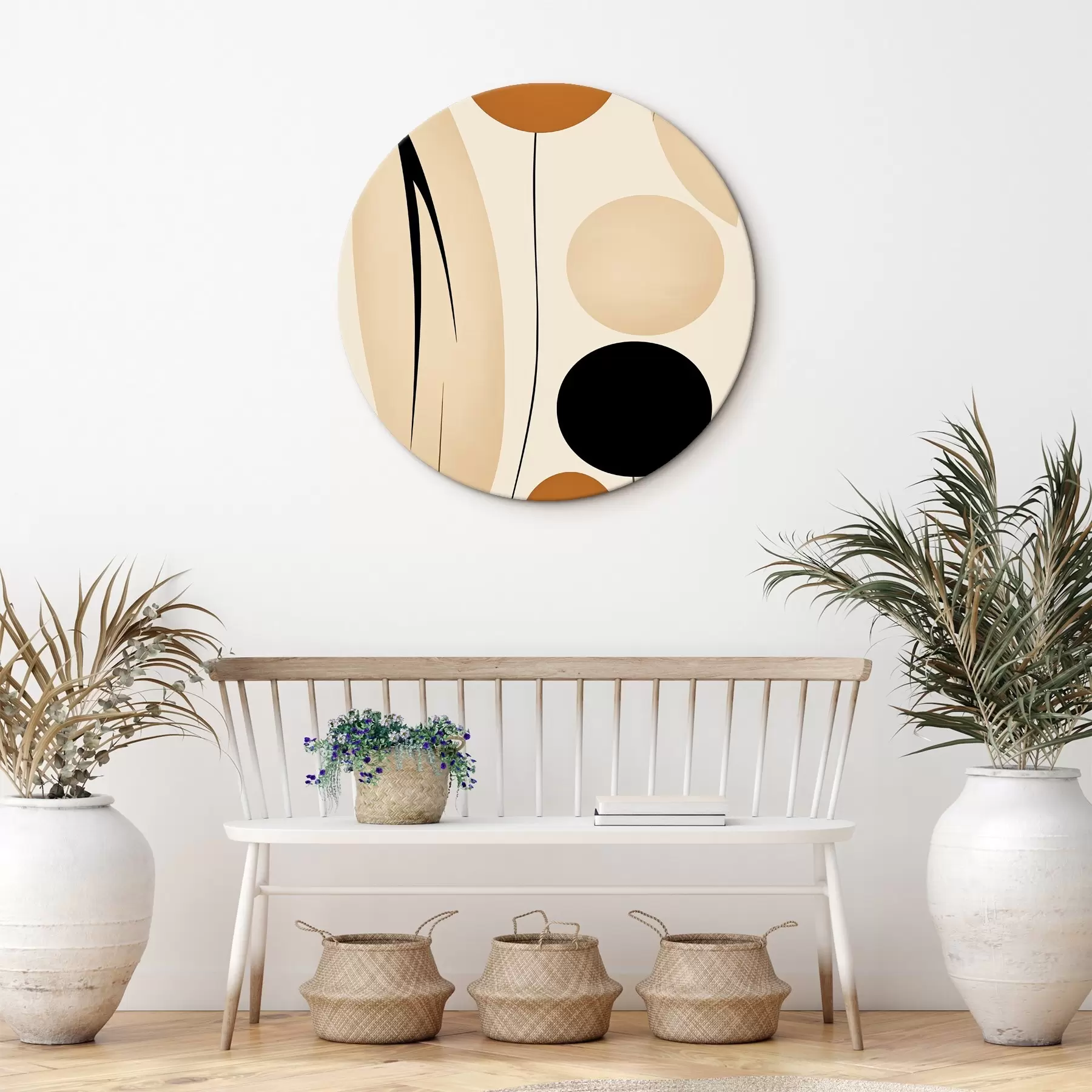  Schilderijen Abstracte compositie met zwarte en oranje cirkels r45700