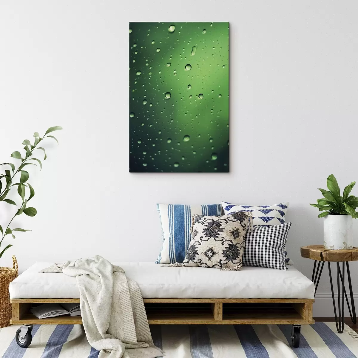  Peintures Gouttes d'eau sur verre vert, gros plan s45521