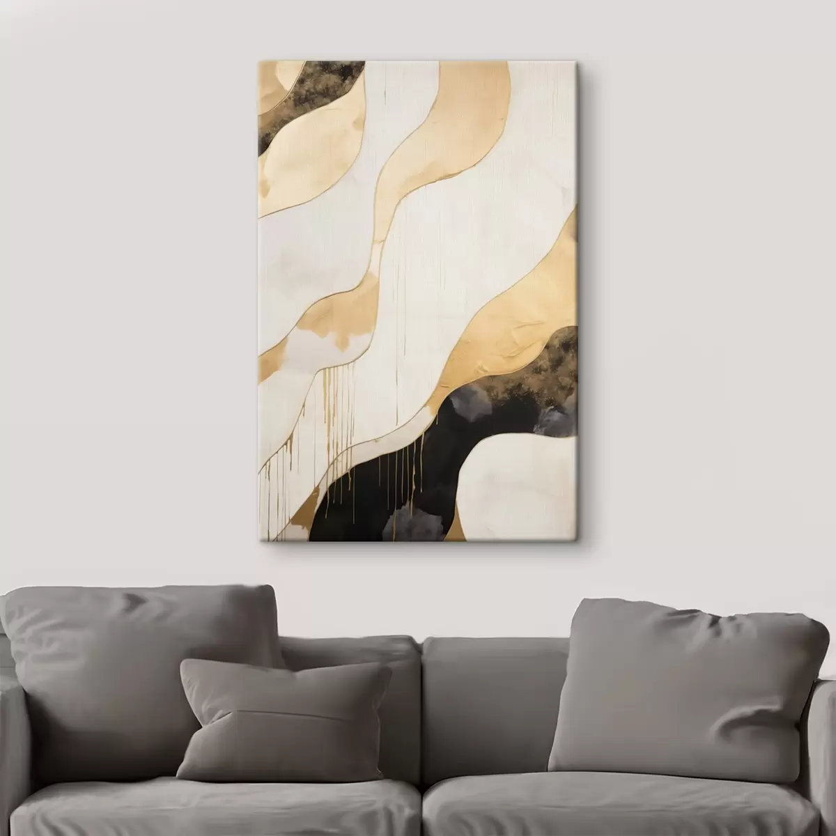  Peintures Lignes ondulées abstraites orange et noires s45694