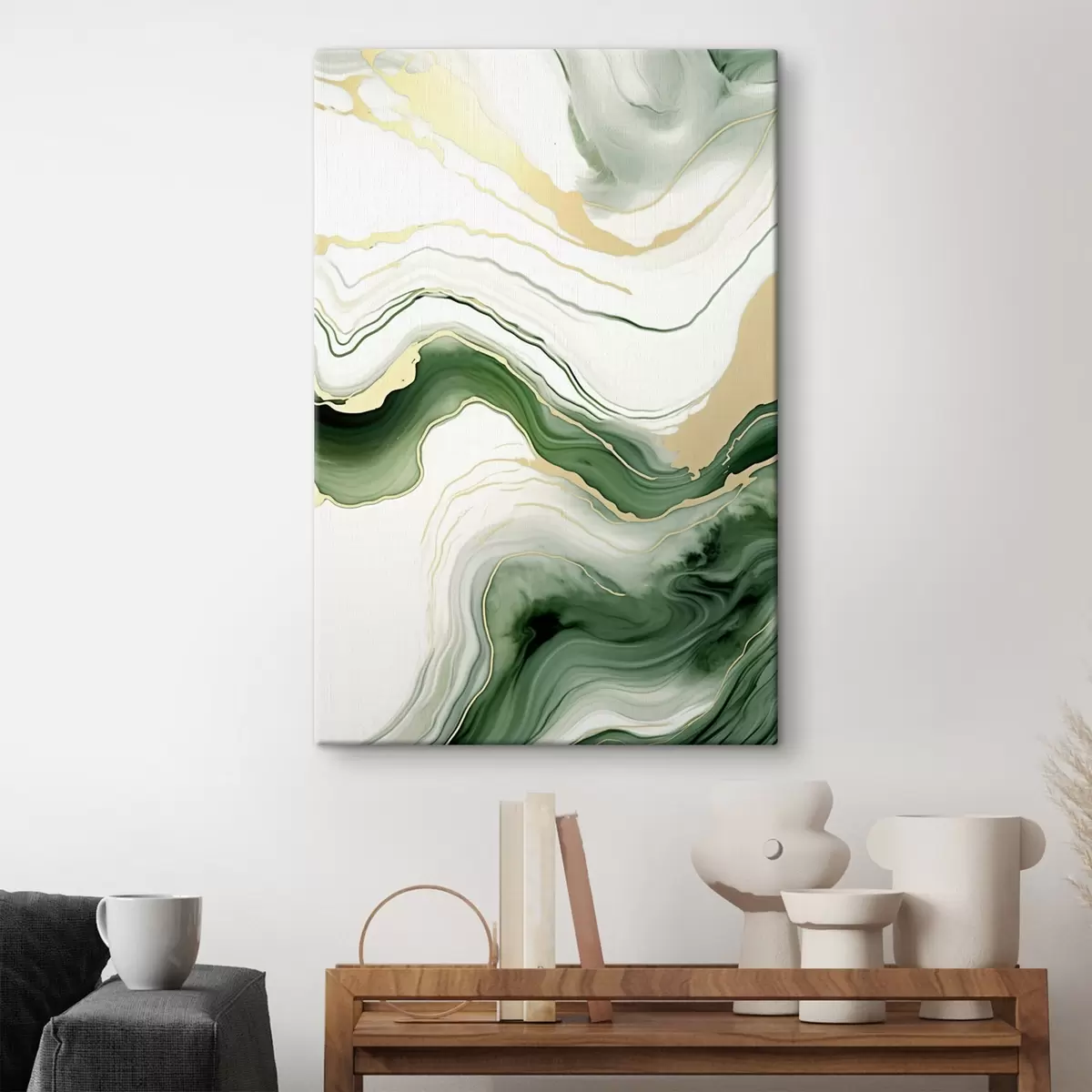  Schilderijen Lichtgroene en oranje marmerpatronen s45696