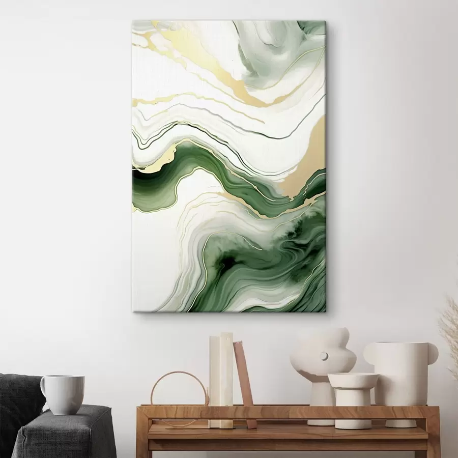  Schilderijen Lichtgroene en oranje marmerpatronen s45696