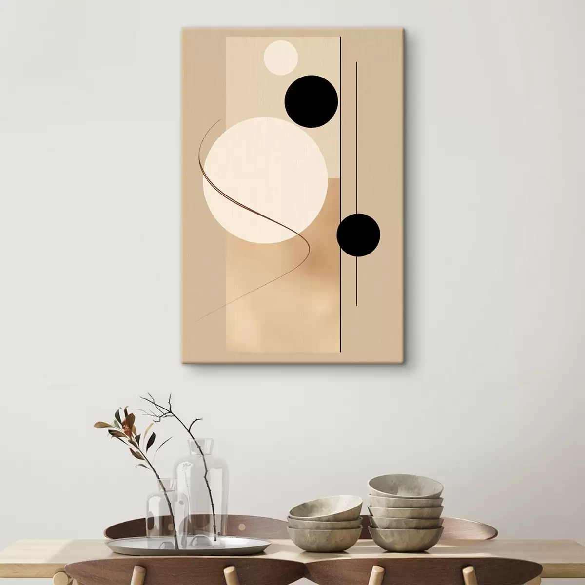  Schilderijen Minimalistische abstracte cirkels op een beige achtergrond s45699