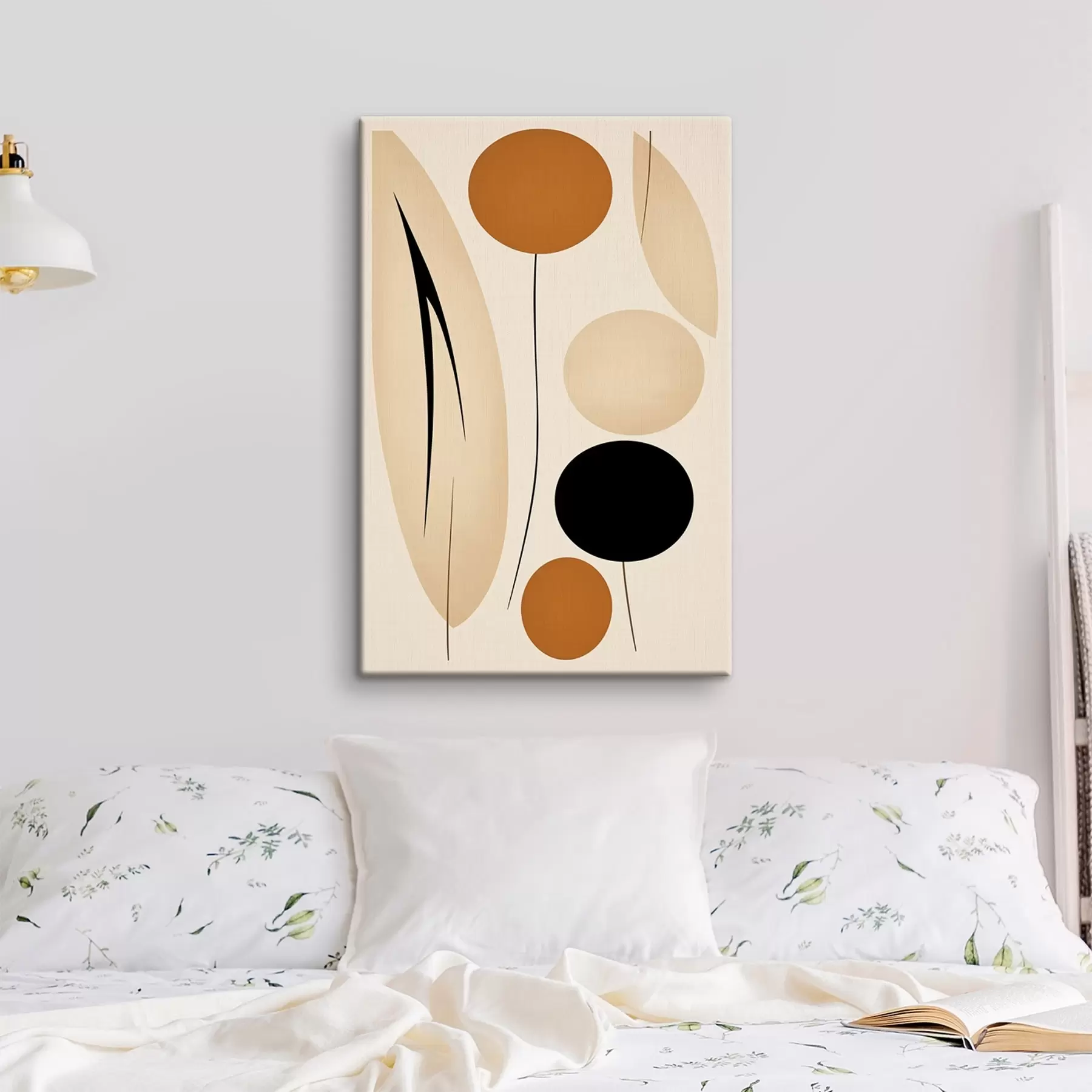  Peintures Composition abstraite avec des cercles noirs et orange s45700