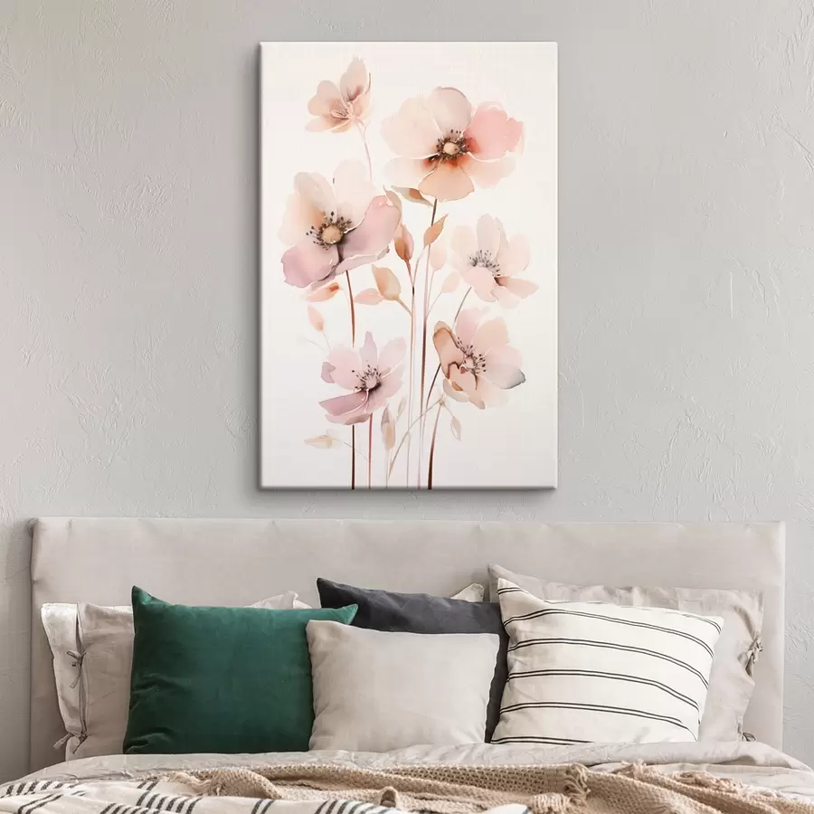  Peintures Fleurs roses aquarelles sur tiges fines s45701