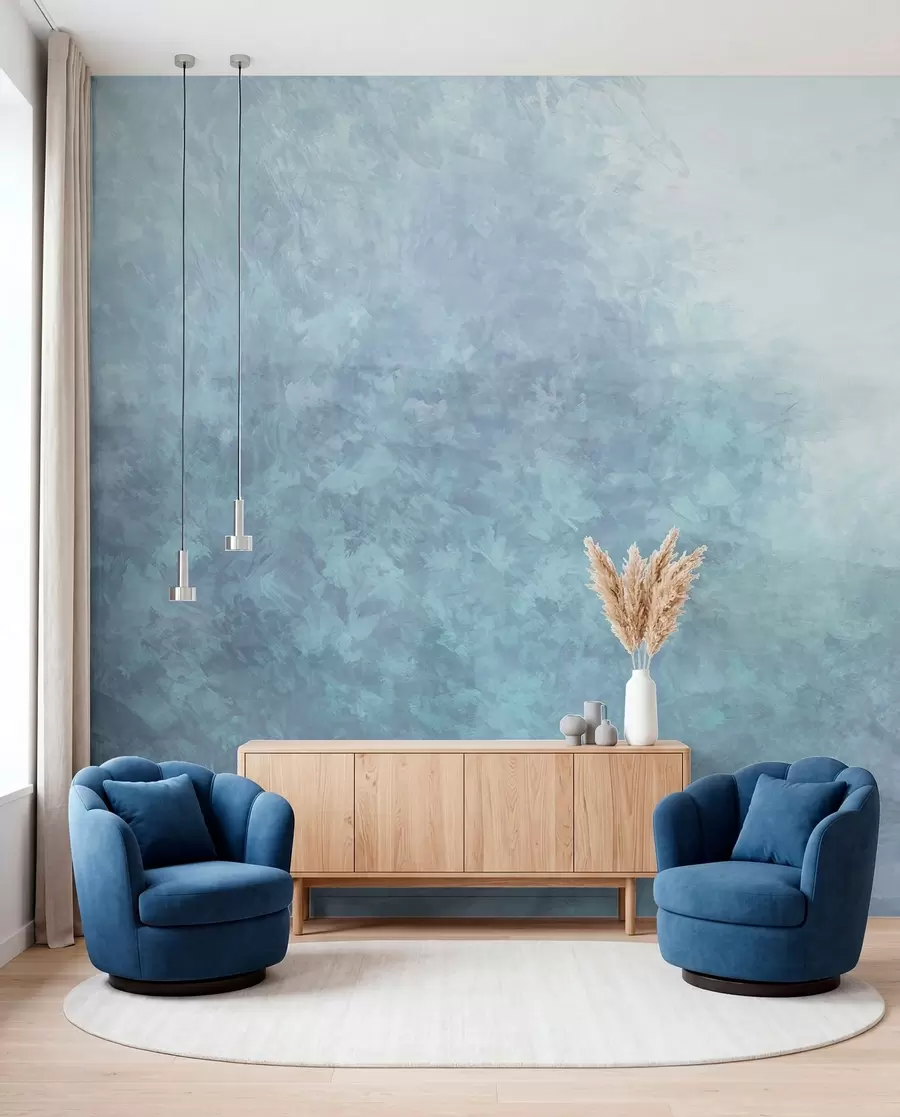Fotobehang Imitatie van bladeren op een betonnen muur w04468v1