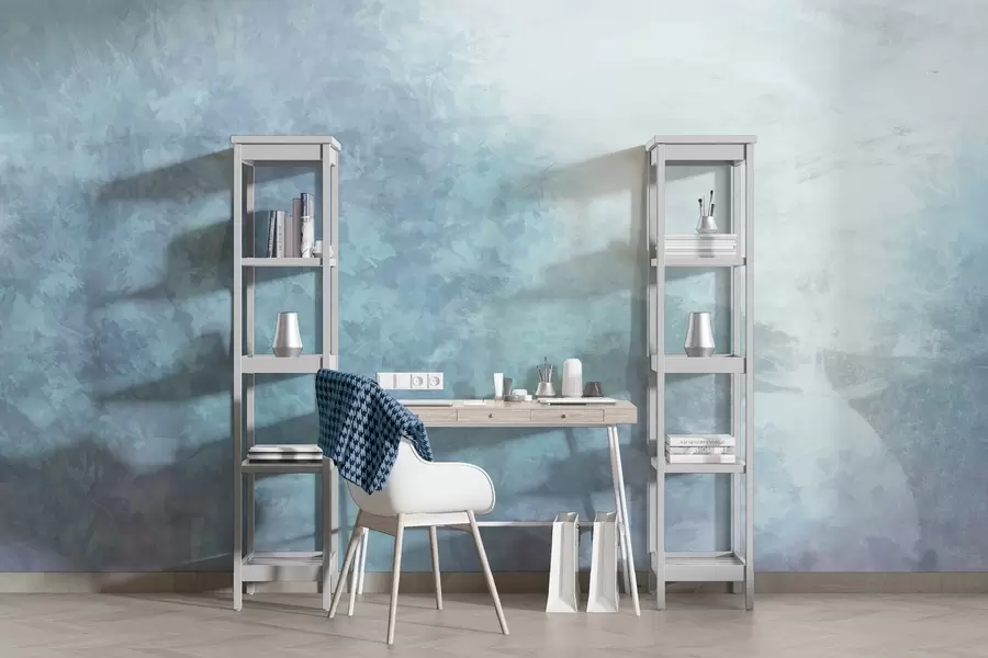 Fotobehang Imitatie van bladeren op een betonnen muur w04468v1