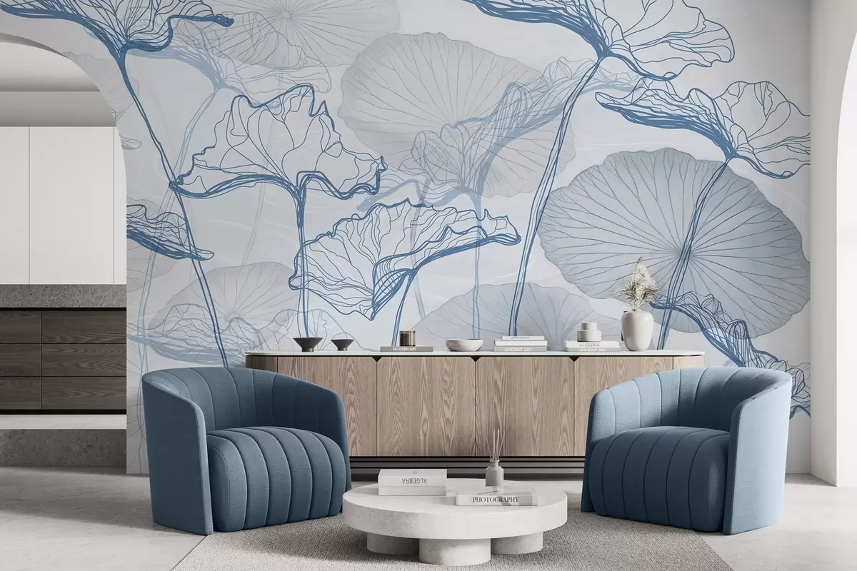 Papier peint photo Diverses feuilles de lotus w04471v2