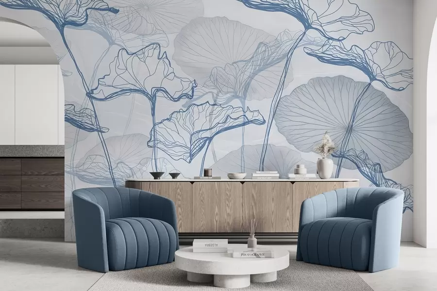 Papier peint photo Diverses feuilles de lotus w04471v2