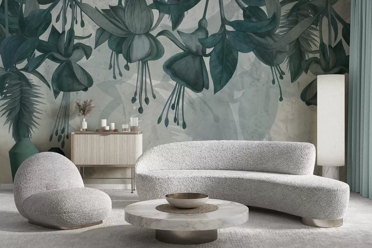 Fotobehang Hangende bloemen in grungestijl w04472v1