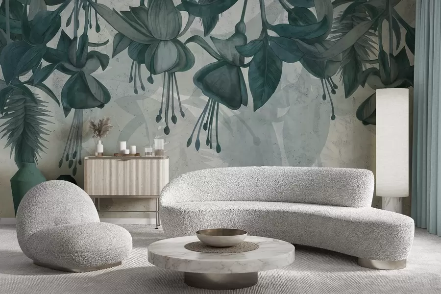 Fotobehang Hangende bloemen in grungestijl w04472v1