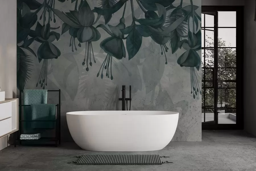 Fotobehang Hangende bloemen in grungestijl w04472v1