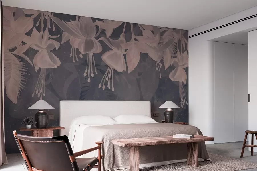 Fotobehang Hangende bloemen in grungestijl w04472v2