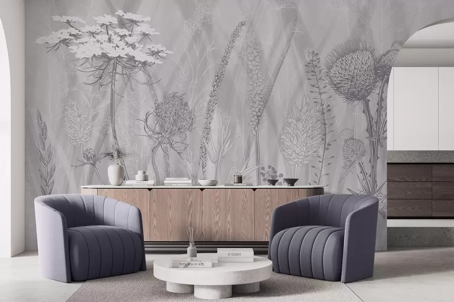 Papier peint photo Graminées et herbier w04473v2