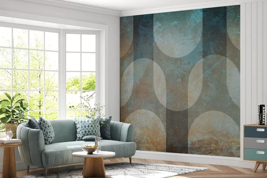 Fotobehang Abstracte geometrie in retro-moderne stijl w04495
