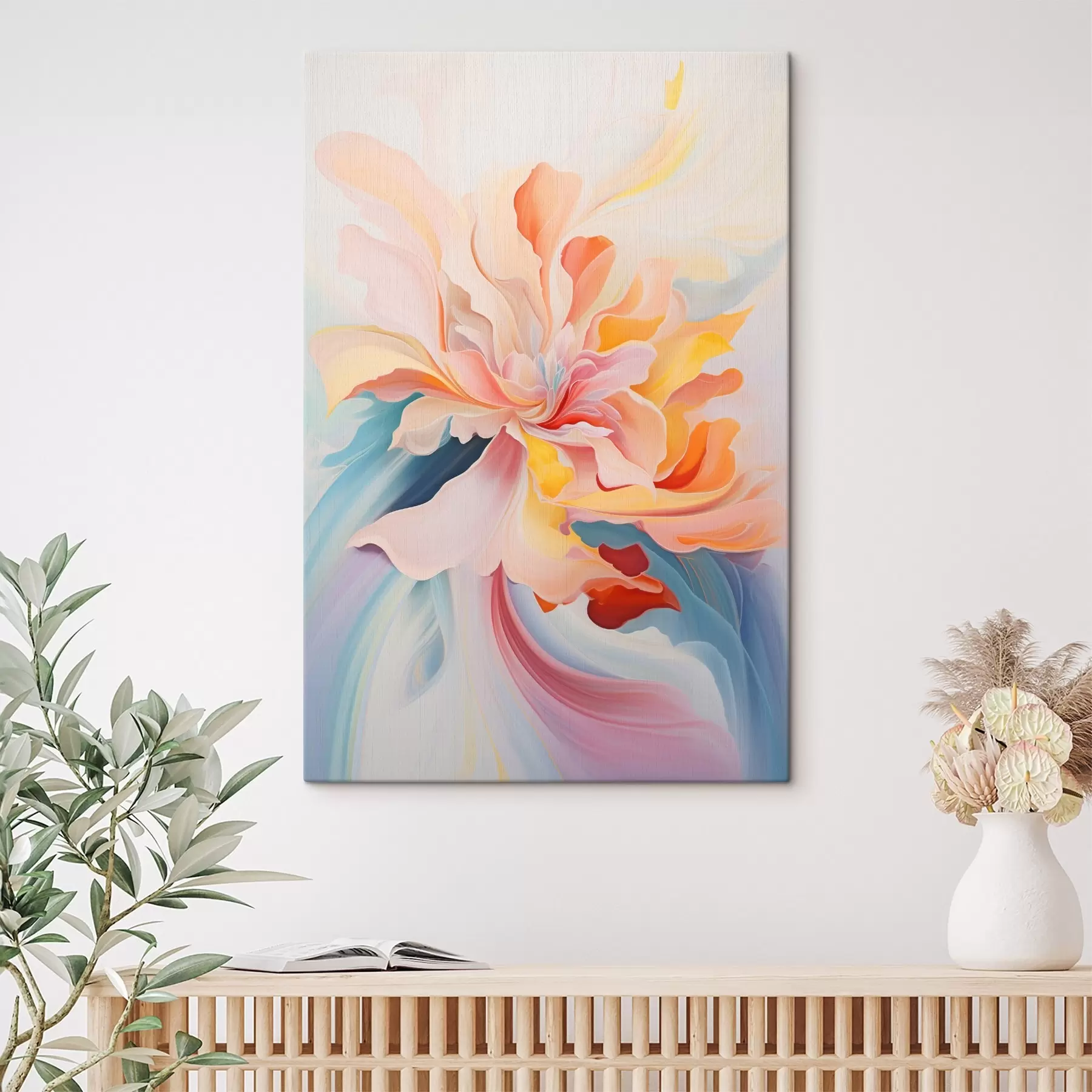  Peintures Fleur abstraite dans les tons pastel s45640