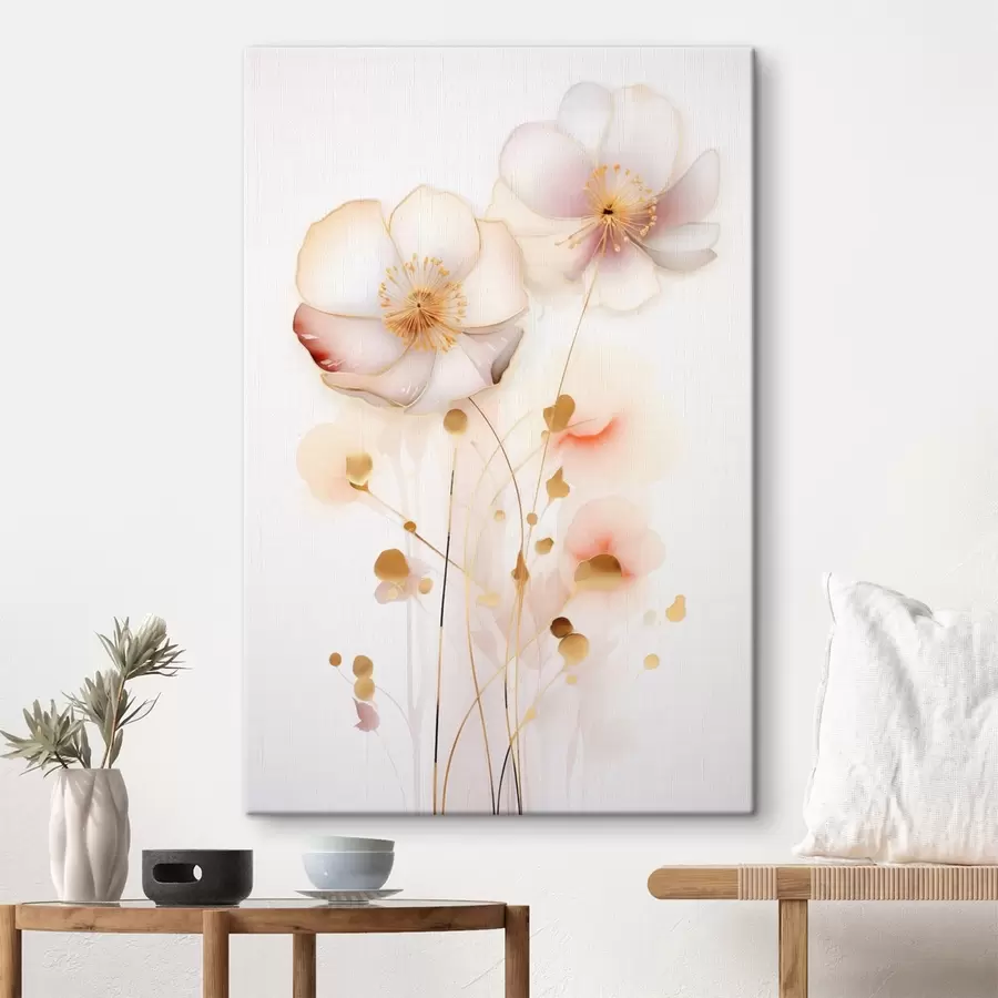  Schilderijen Pastelkleurige klaprozen in abstracte stijl s45643