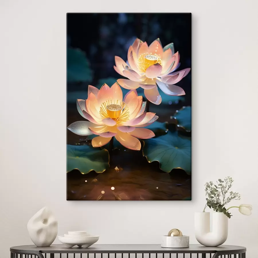 Peintures Fleurs de lotus délicates sur l'eau en style réaliste s45644