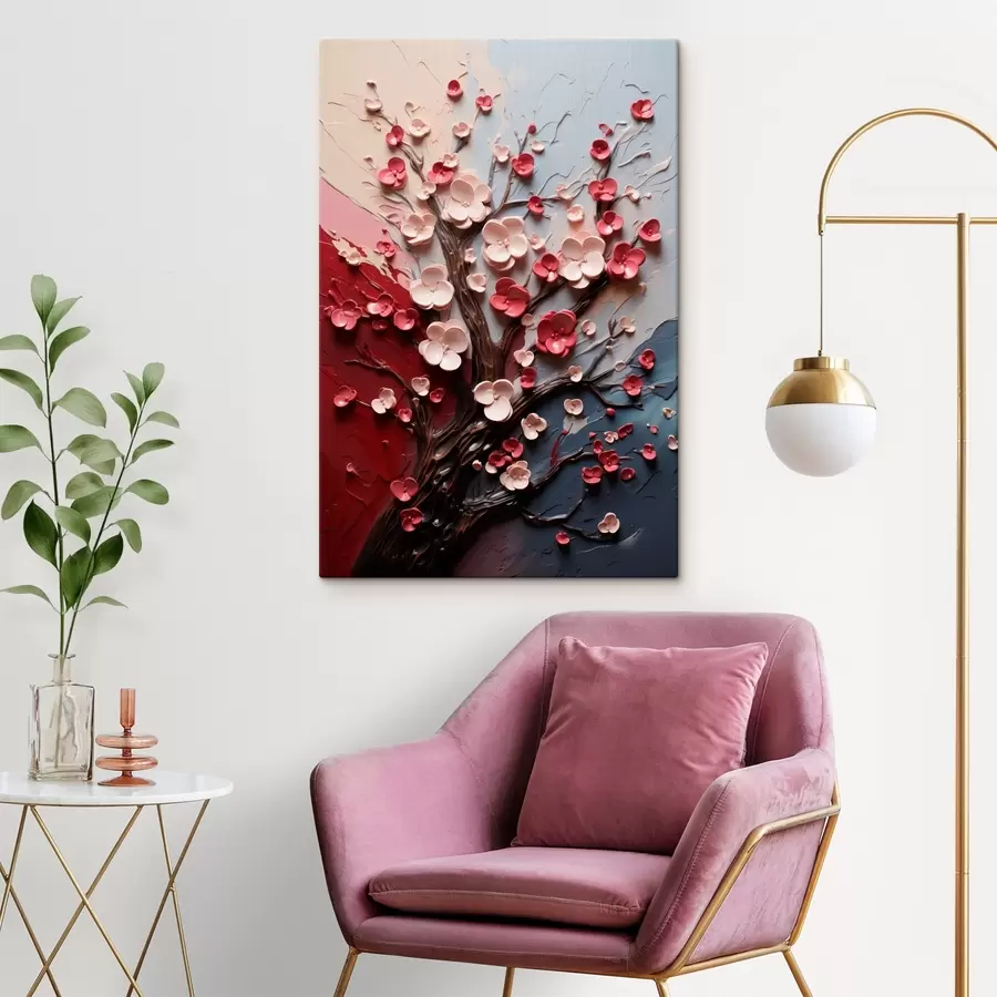  Schilderijen Volumetrische sakura in structuurschilderstijl s45650