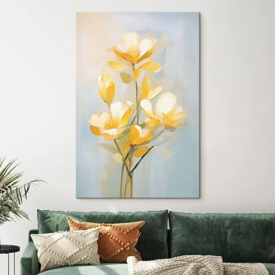  Peintures Fleurs jaunes délicates dans le style de la peinture à l'huile s45651