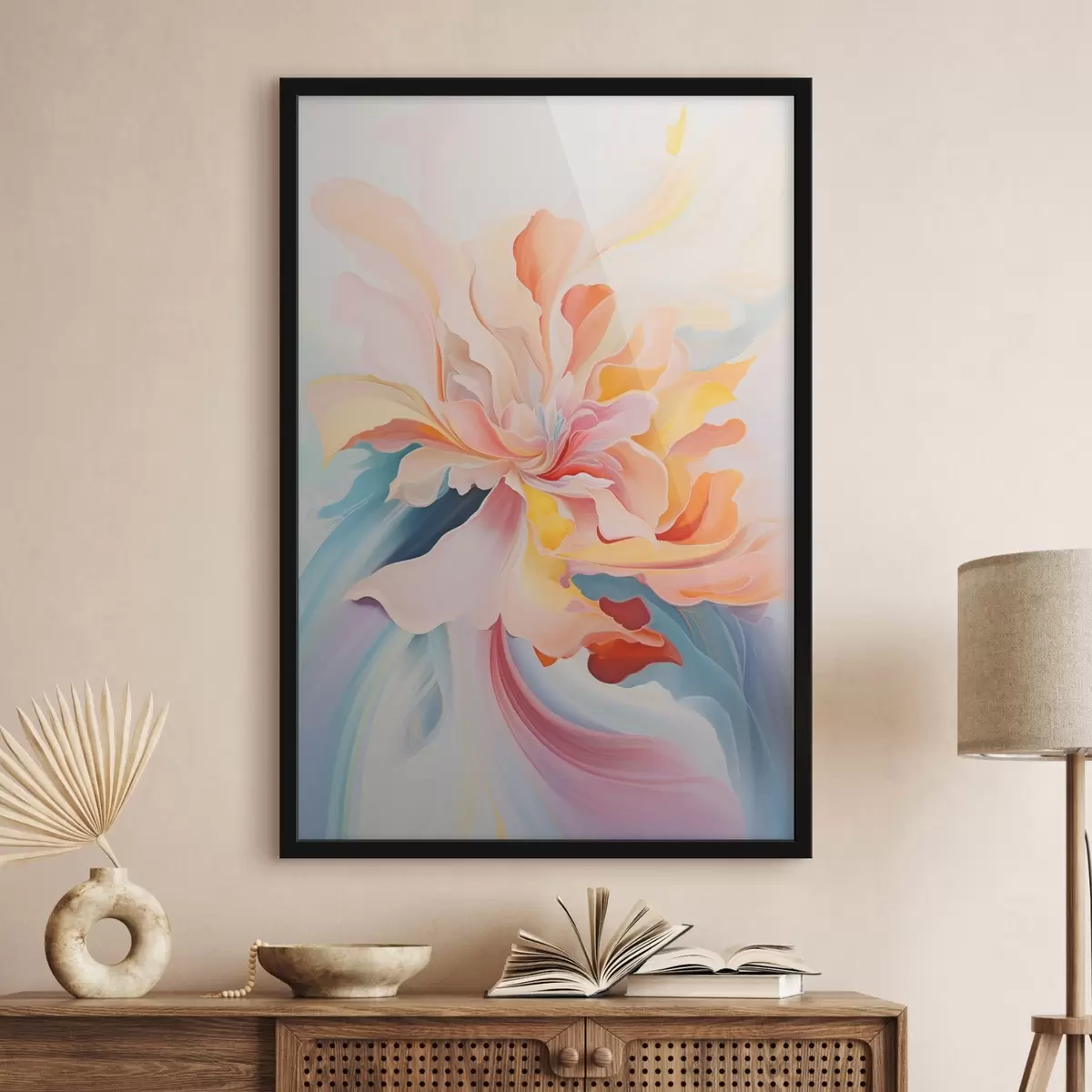 Poster Abstracte bloem in pasteltinten f45640