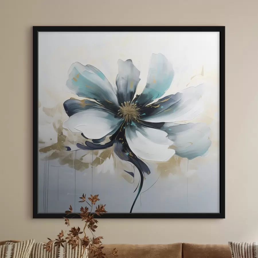 Papier peint photo Fleur turquoise en peinture à l'huile f45641