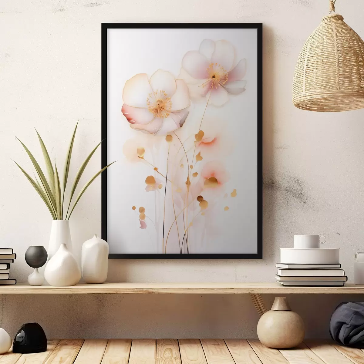 Poster Pastelkleurige klaprozen in abstracte stijl f45643